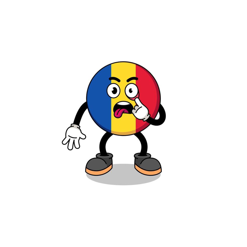 charakterillustration der rumänischen flagge mit herausgestreckter zunge vektor