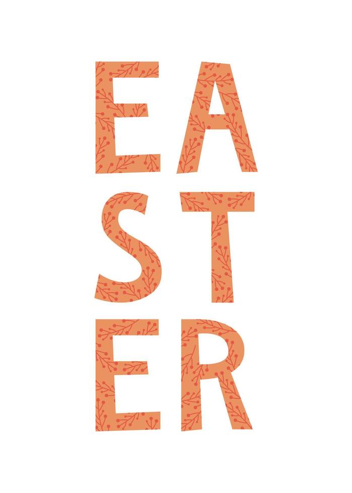 Frühlings-Osterplakat mit floralem orangefarbenem Schriftzug vektor