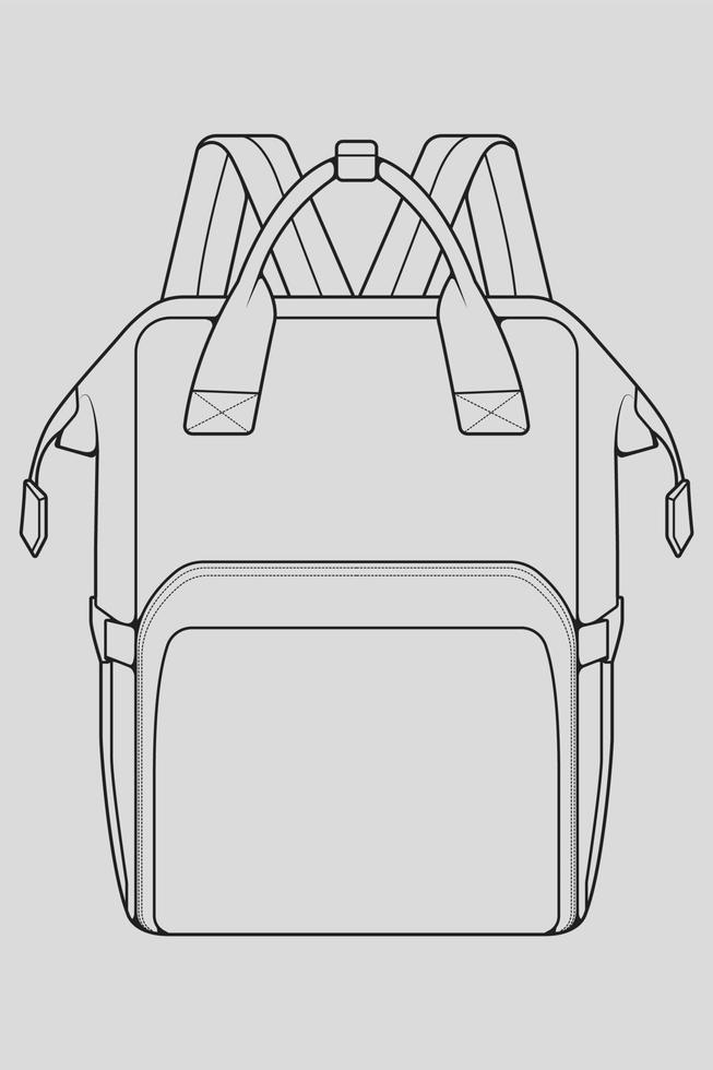 Skizze eines Rucksacks. Rucksack isoliert auf weißem Hintergrund. Vektorillustration eines Skizzenstils. vektor