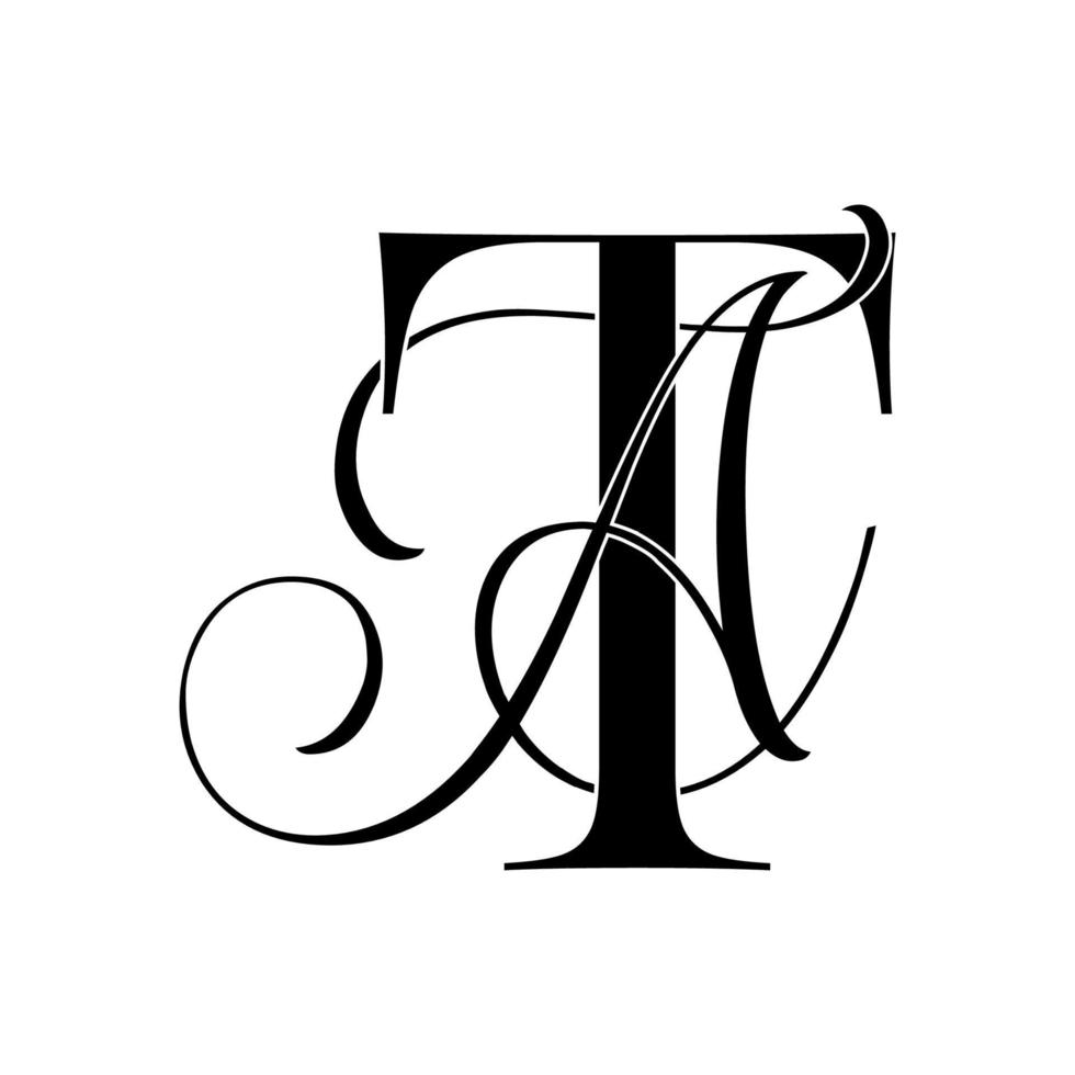 ta, at, monogram logotyp. kalligrafiska signatur ikon. bröllop logotyp monogram. modern monogram symbol. par logotyp för bröllop vektor