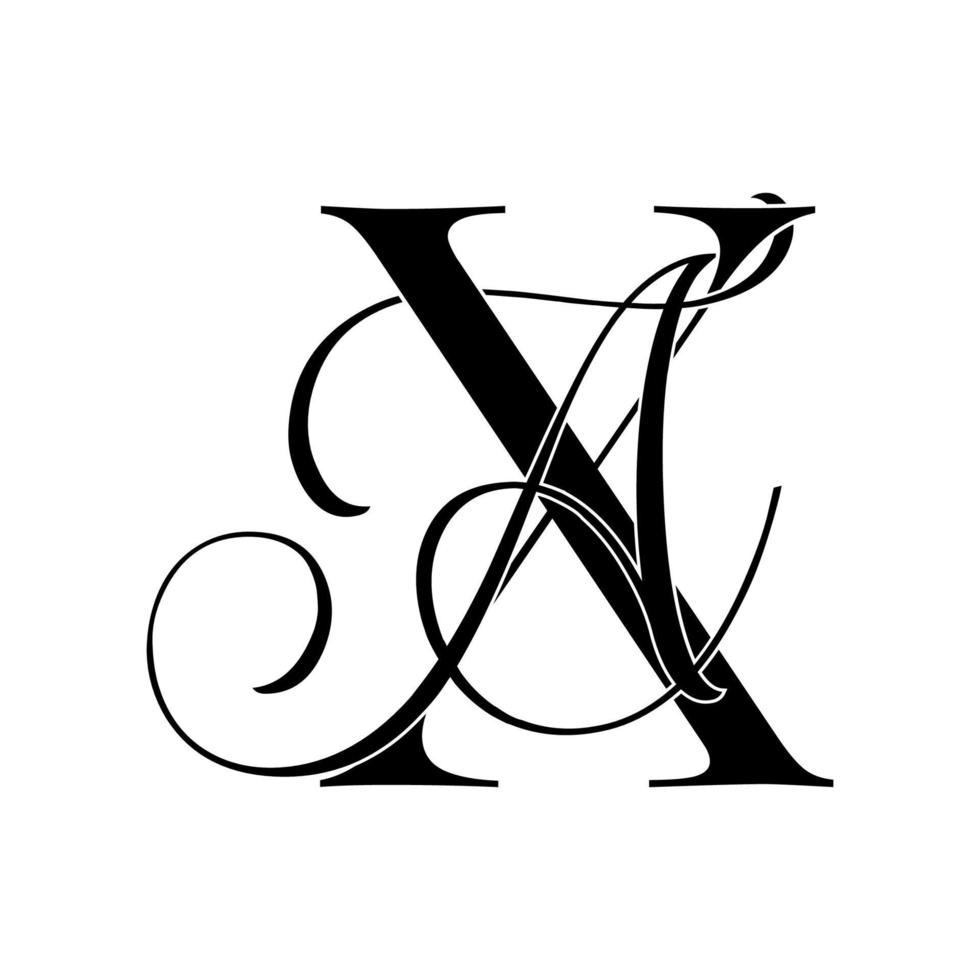 xa, Axt, Monogramm-Logo. Kalligraphisches Signatursymbol. Hochzeitslogo Monogramm. modernes Monogrammsymbol. Paarlogo für die Hochzeit vektor