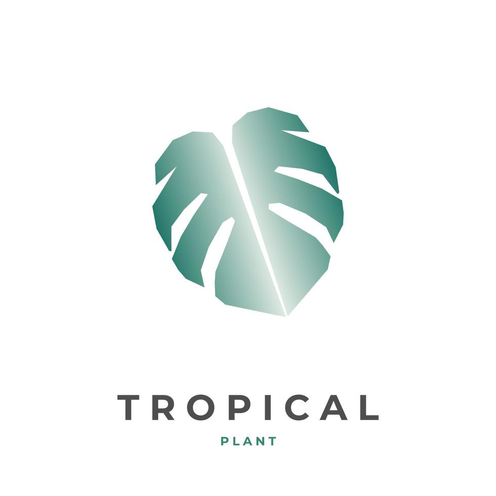 tropiska monstera leaf logotyp vektor