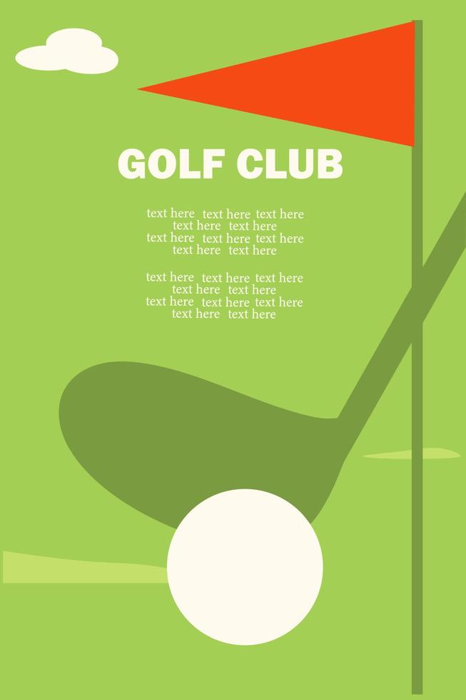 ein Poster oder Plakat mit Golfartikeln und Platz für Text. Golfclub. Spaß im Outdoor-Sport. vektor