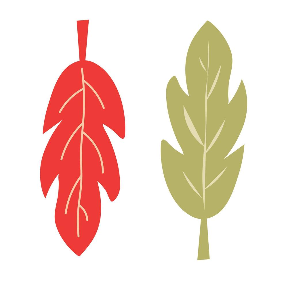 Satz Herbstblätter auf einem isolierten Hintergrund. Herbstzeit. rotes und grünes Blatt. elemente für design, logo, symbol. Vektor. vektor