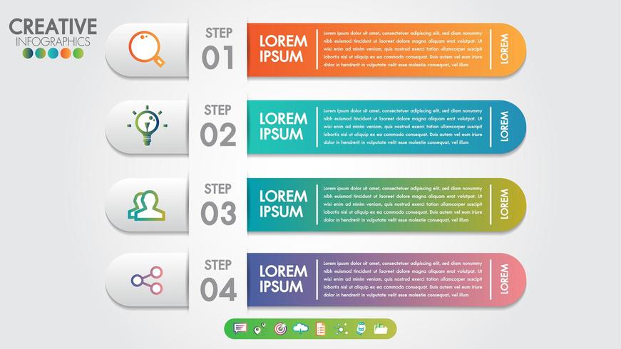 Infografiken Vorlage 4 Schritte oder Optionen mit Vektor-und Marketing-Icons. vektor