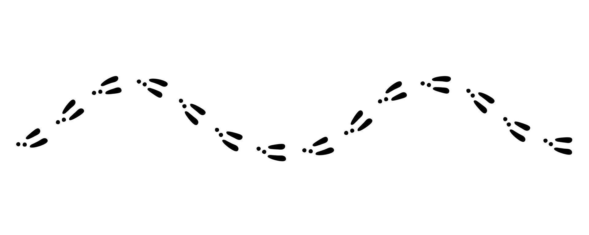Kaninchen- oder Hasenspur. Hasenfußabdrücke auf Schnee. Hasenpfote Schritte. Hasenschritte verfolgen. Vektor-Illustration isoliert auf weißem Hintergrund im flachen Stil vektor