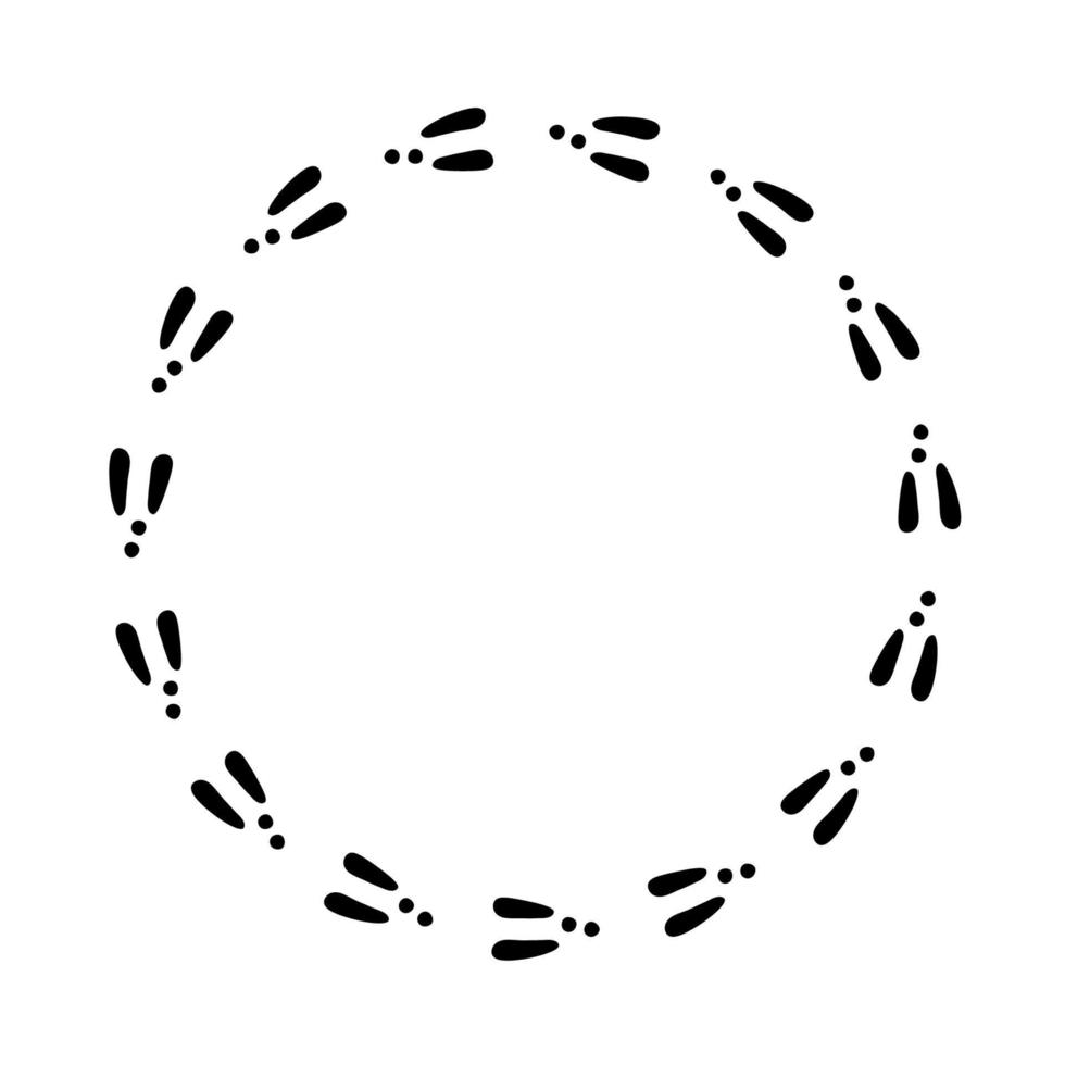 kanin- eller harspår. kanin fotavtryck på snö. kanin tasssteg. hare steg spår. rund ram. vektor illustration isolerad på vit bakgrund i platt stil