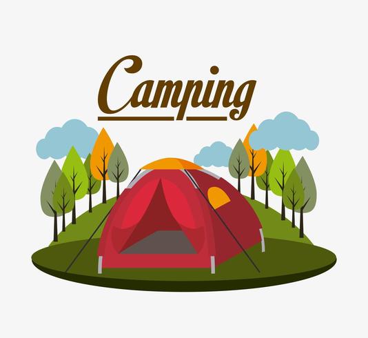 Camping med tältdesign vektor