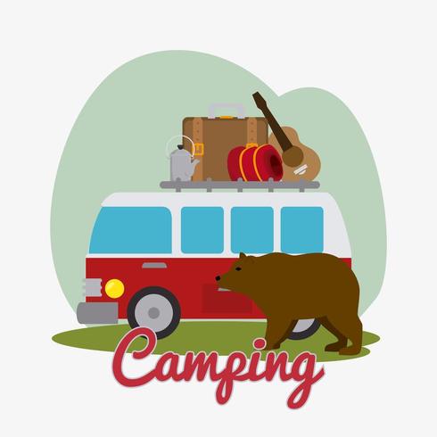 Camping und Bärendesign vektor