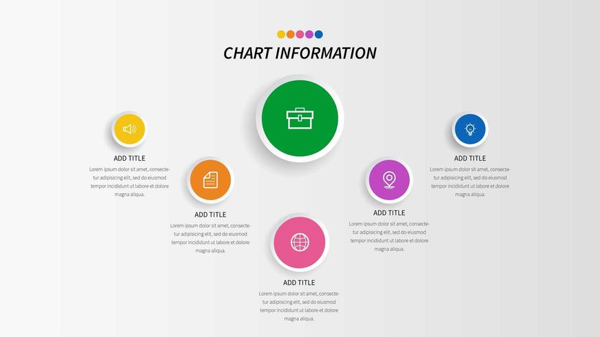 Farbige Kreisinformation 6 Schrittdiagramm vektor