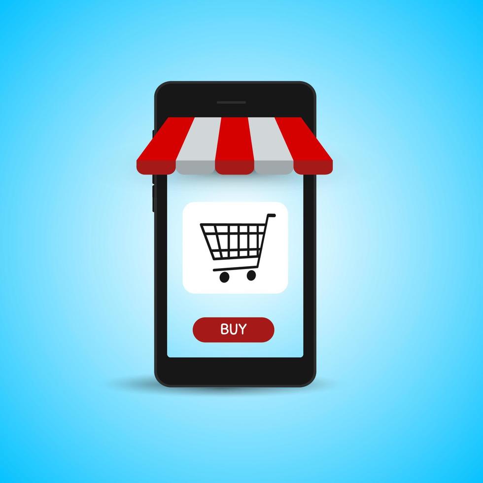 Online-Shop. Smartphone-Shopping im Internet. digitales Marketing. Vektor-Illustration. Folge10 vektor