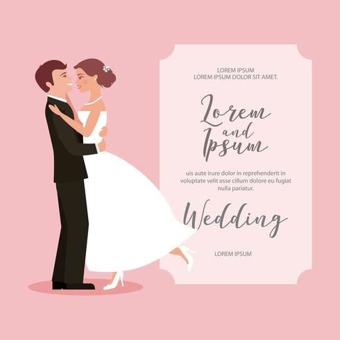 bruden och brudgummen sitt första dansbröllopskort vektor