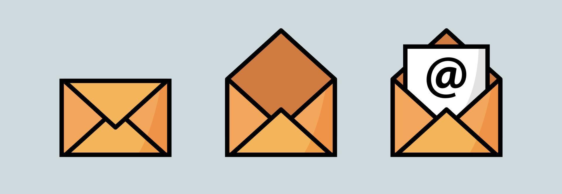 uppsättning kuvert ikoner. meddelandekuvert eller brevkuvertsamling. vektor