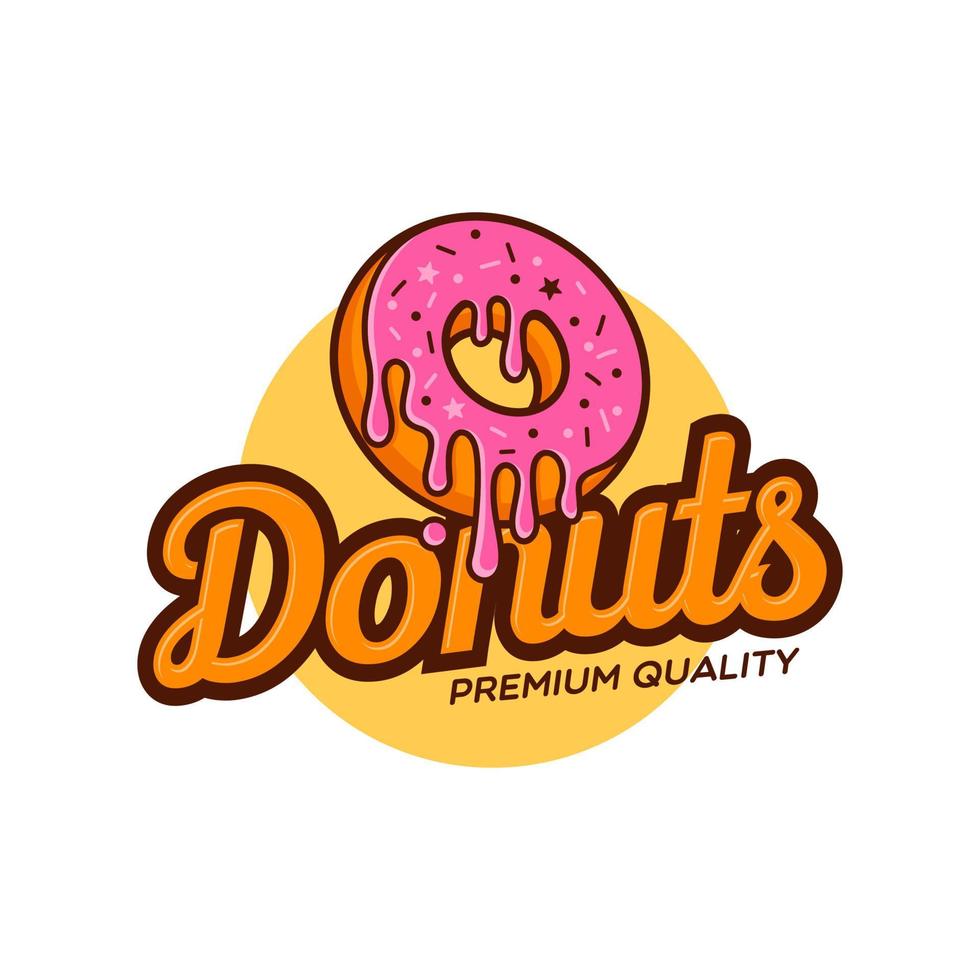 Donut-Donut mit König-Kronen-Symbol-Logo-Design in moderner, trendiger Cartoon-Linienstil-Clip-Art-Illustration vektor