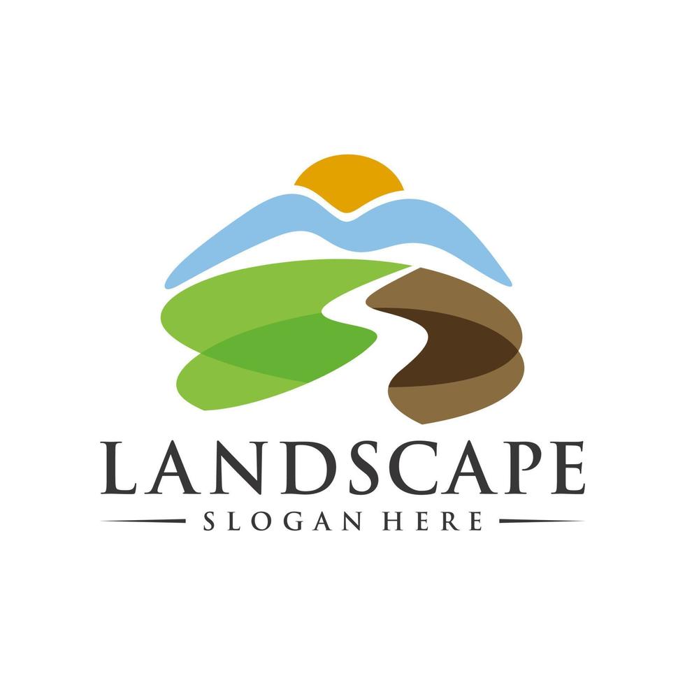 landskap logotyp design illustration vektor mall