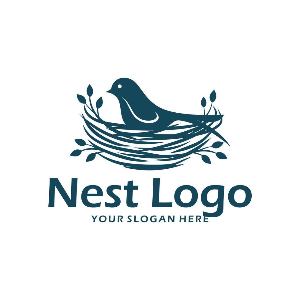 Vogelnest-Logo-Design-Vektor-Illustration vektor