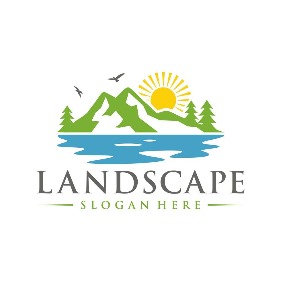 Landschaft Logo Design Illustration Vektorvorlage vektor