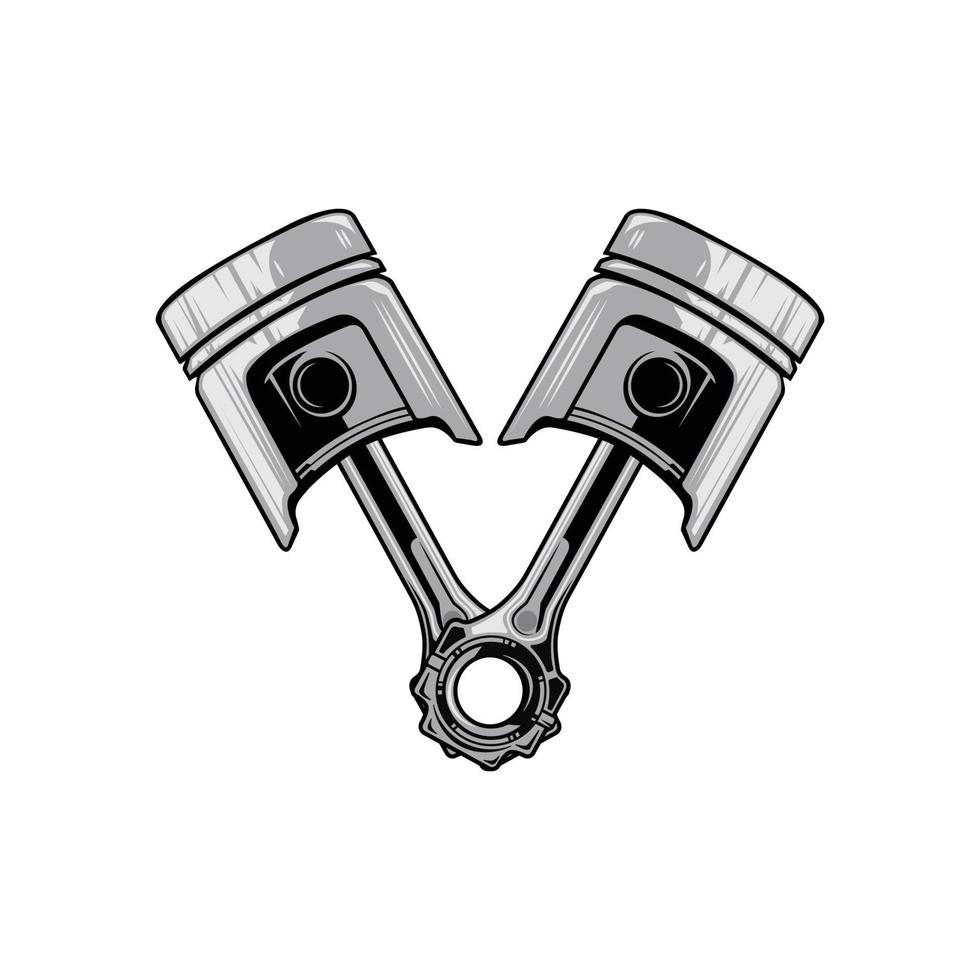 motor kolv logotyp ikon vektor bil fordon, drivverktyg, retro bakgrund