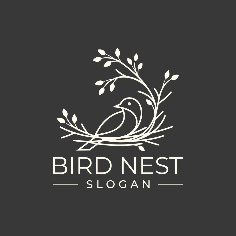 Vogelnest-Logo-Design-Vektor-Illustration vektor