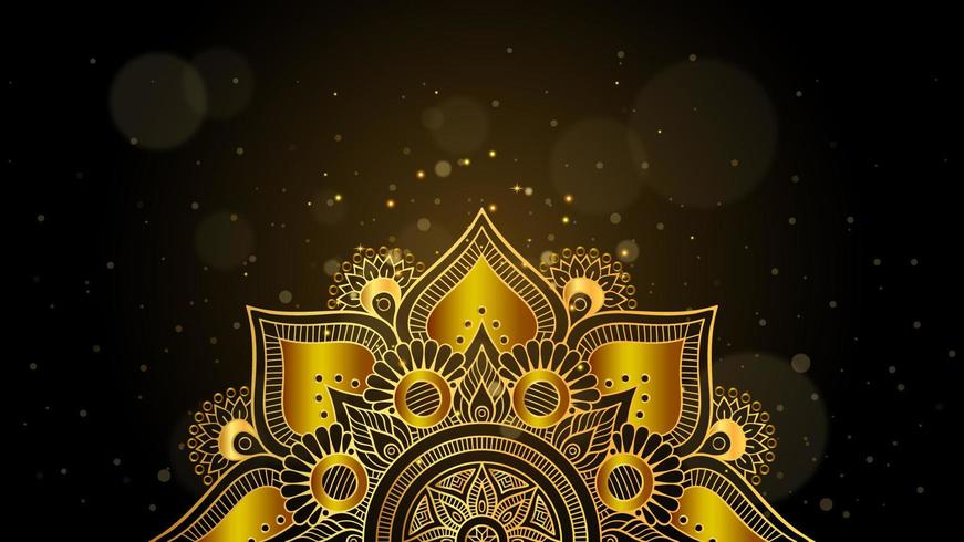 Goldenes Mandala mit Bokeh vektor