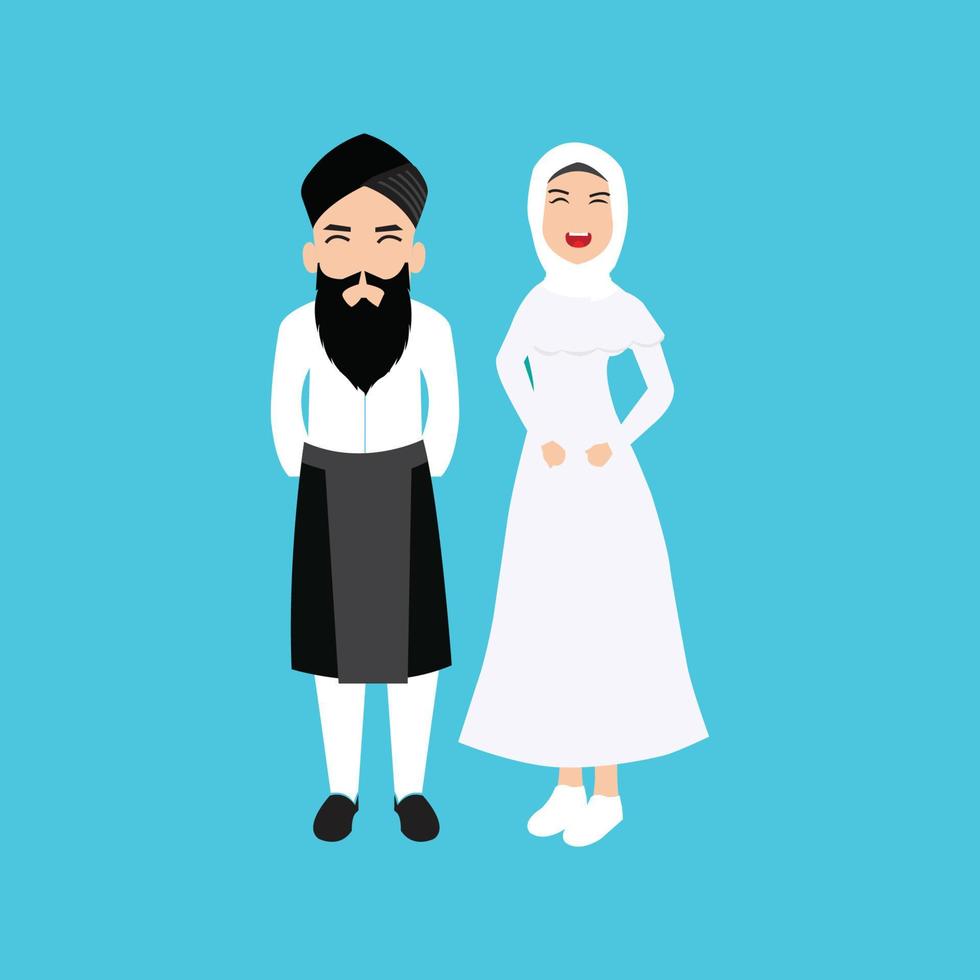 muslimska klänningsdesigner för män och kvinnor, för modeutställningar, attraktiva och vackra klänningar vektor