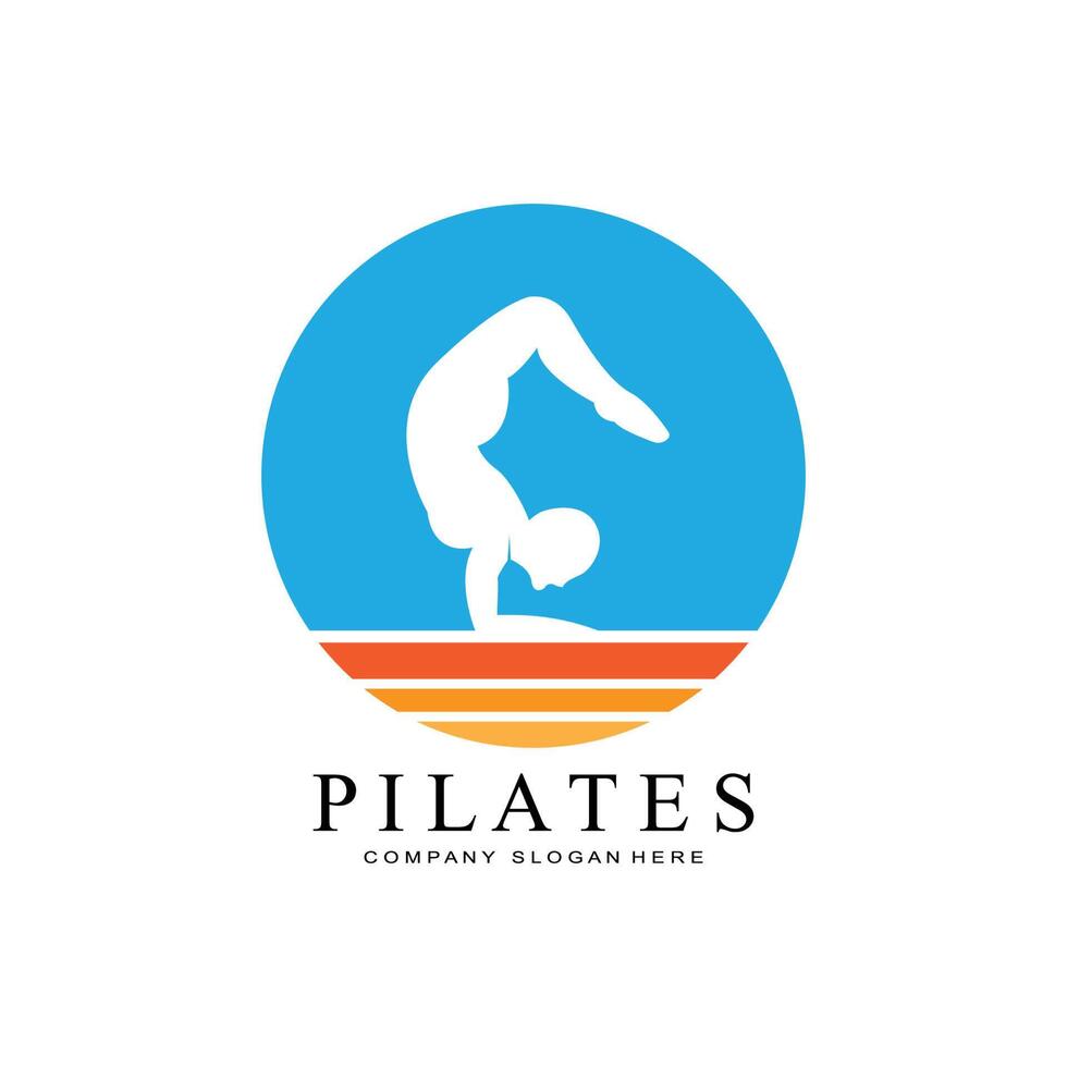 Pilates Sitzhaltung Logo Symbol Symbol, eine beruhigende Yoga-Übung, die den ganzen Körper bewegt vektor