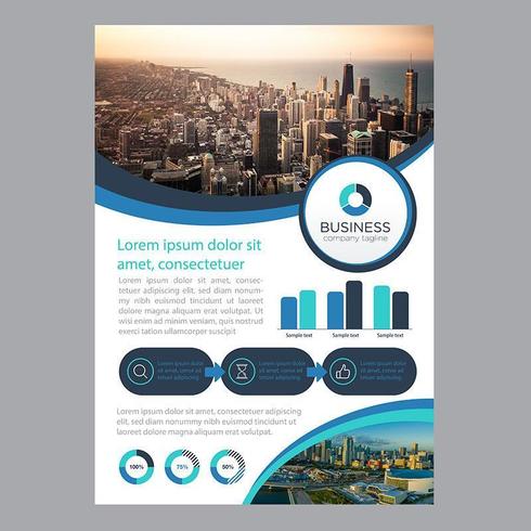 Moderne Business Broschüre Vorlage mit abgerundeten Ausschnitten und Diagrammelementen vektor