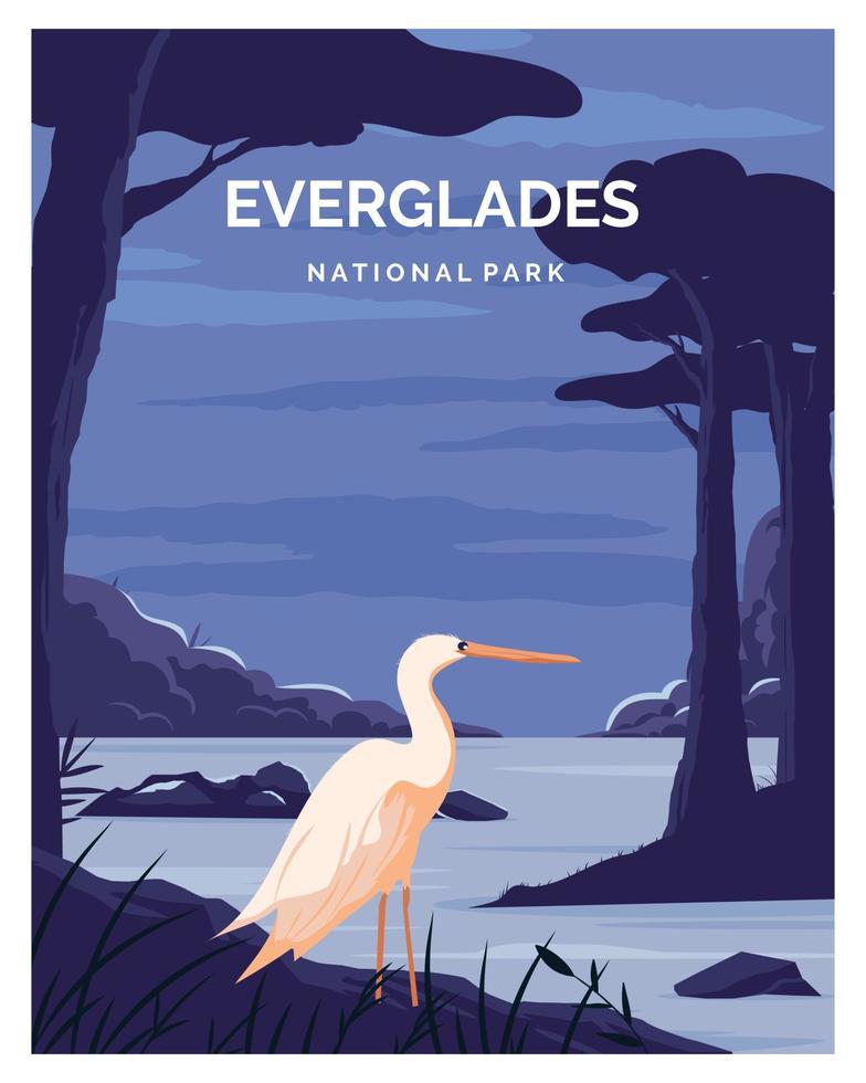 everglades nationalpark landskap illustration bakgrund. illustration i färgstil. vektor