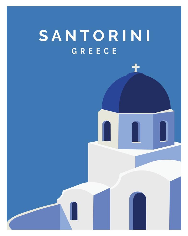 Insel Santorini, griechische Ägäis. reise nach griechenland. Landschaft Reisehintergrund Werbekarte, Reiseplakat, Postkarte, Flyer, Kunstdruck. vektor