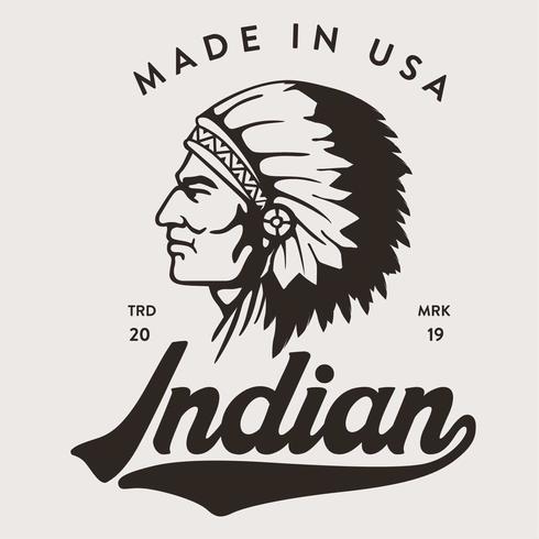 Indischer Kopf hergestellt im USA-T-Shirt Entwurf vektor