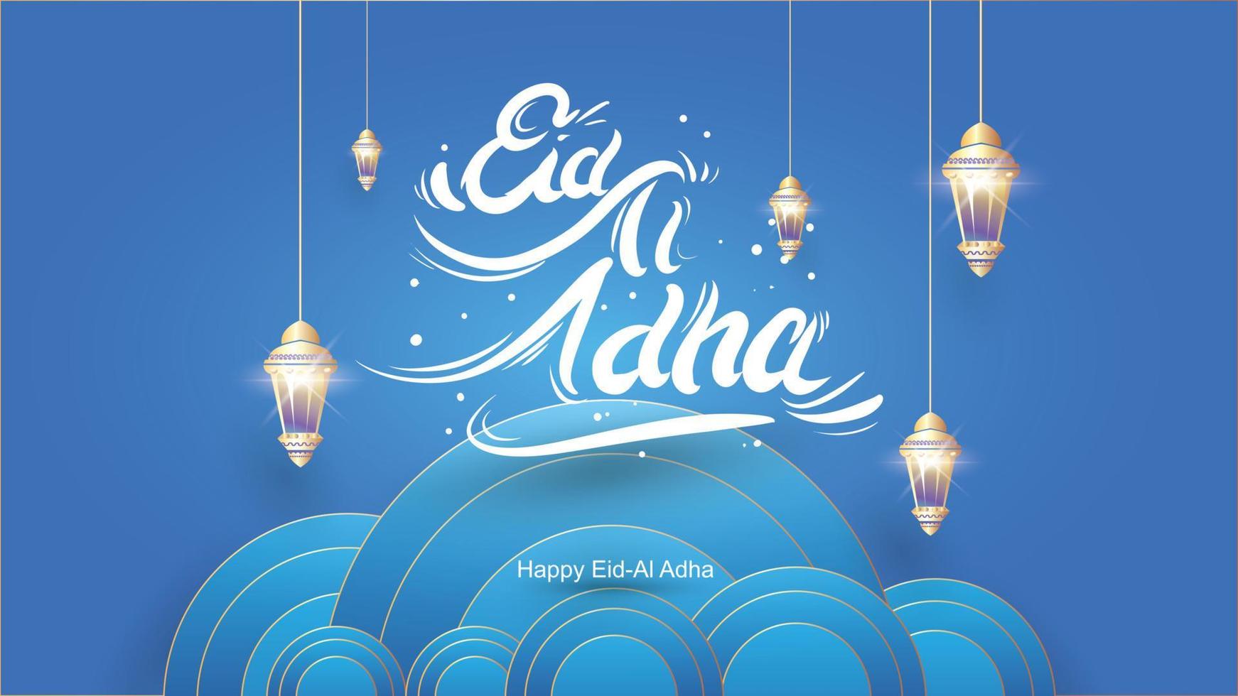 eid al-adha handskrivna bokstäver. vacker textdesign för grafisk affisch, gratulationskort etc. hälsningsvektorillustration vektor