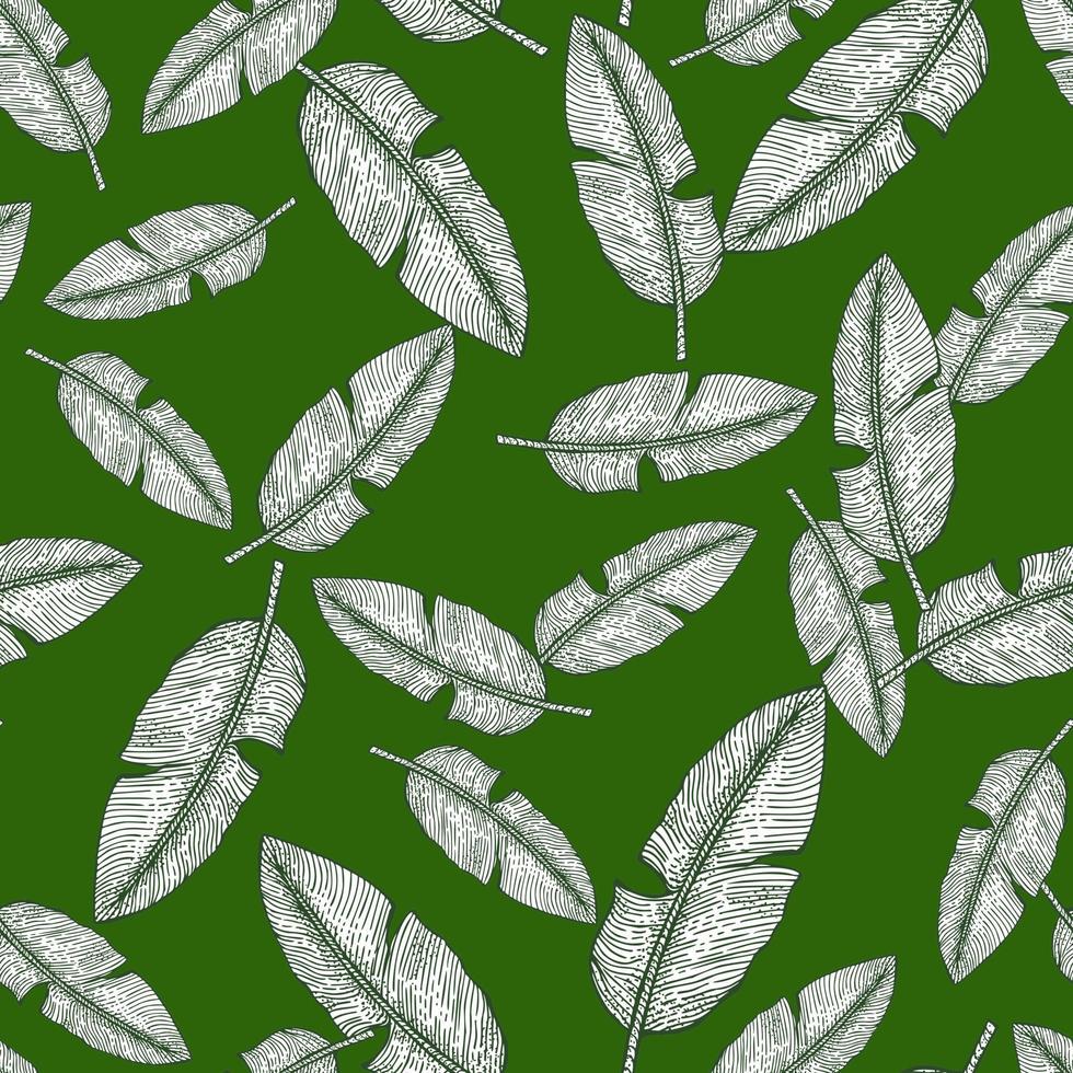 bananblad seamless pattern.vintage tropisk gren i gravyr stil. vektor