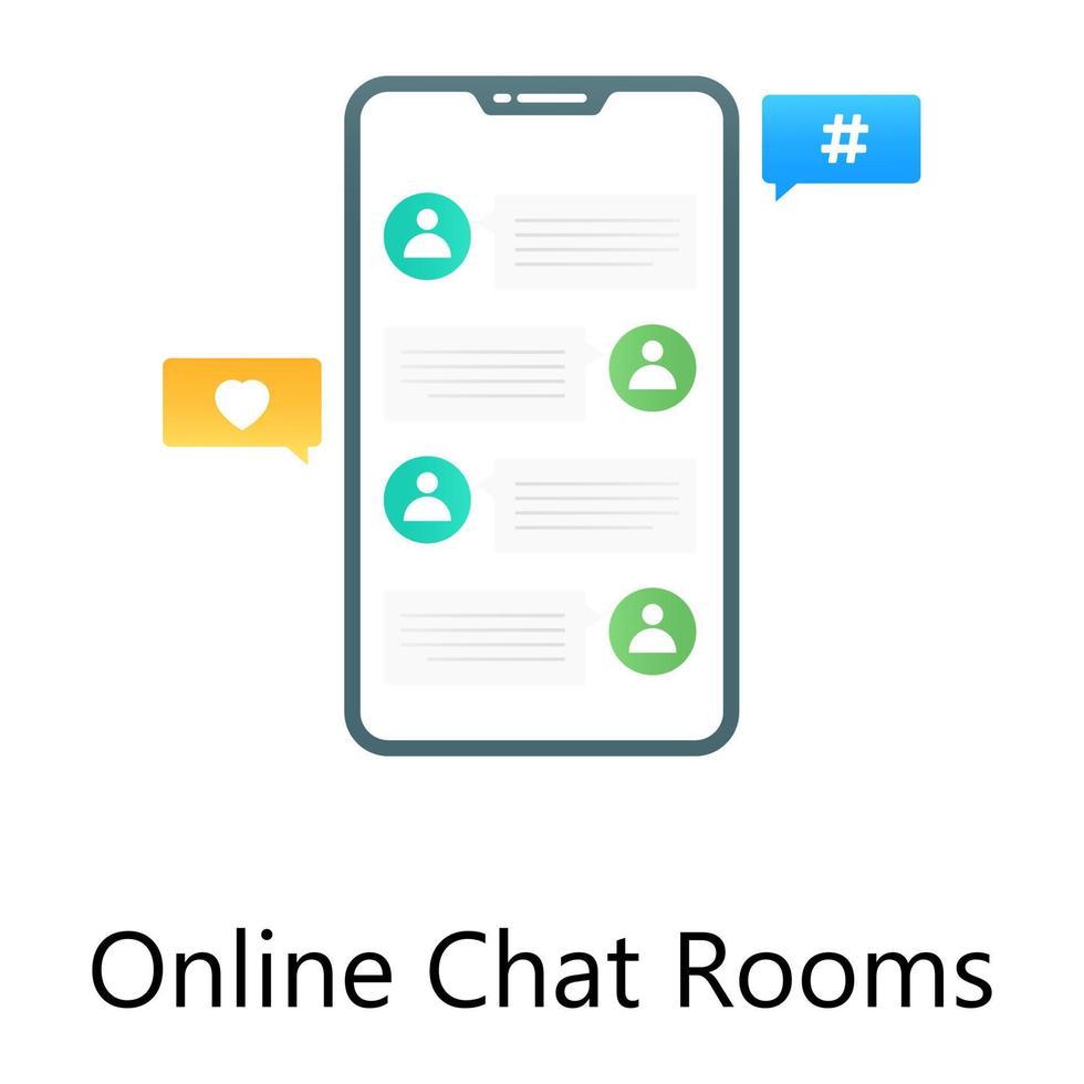 online-chatroom, gradientenkonzeptionelle ikone von mobilen nachrichten vektor