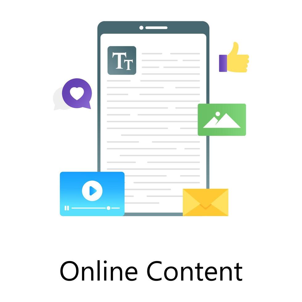 en vektor av onlineinnehåll i platt gradient redigerbar stil