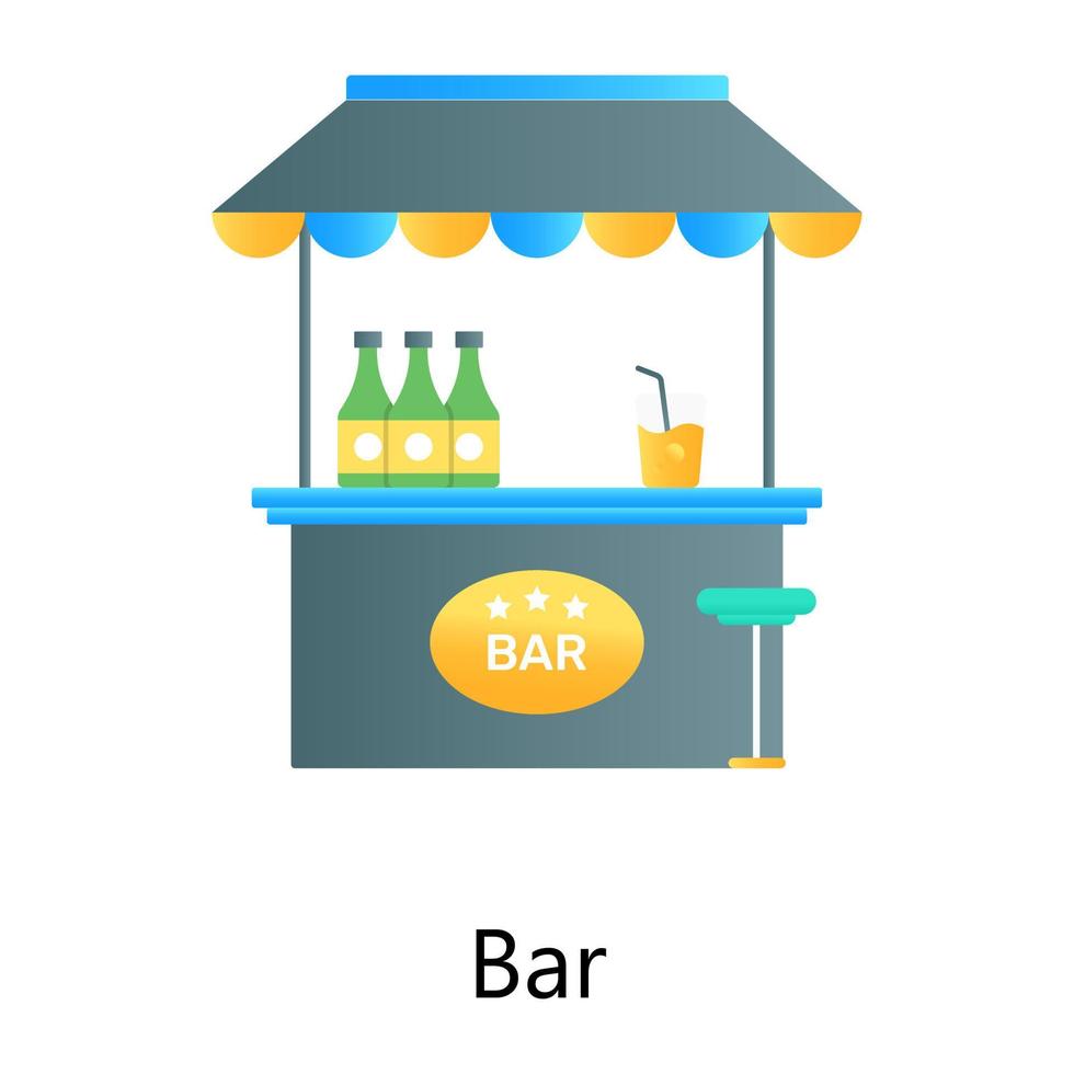 en leverantör drink stall i platt gradient vektor, betecknar bar vektor
