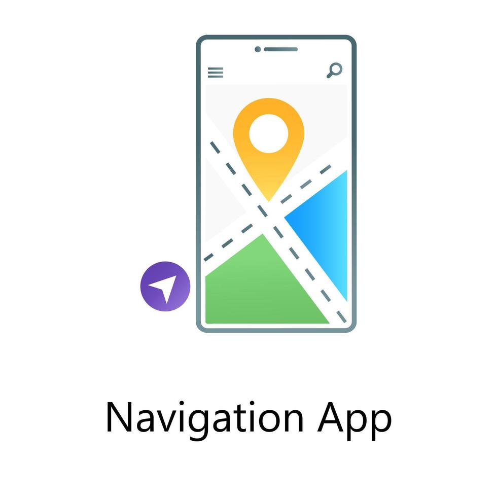 mobile gps, verlaufsvektor der navigations-app vektor