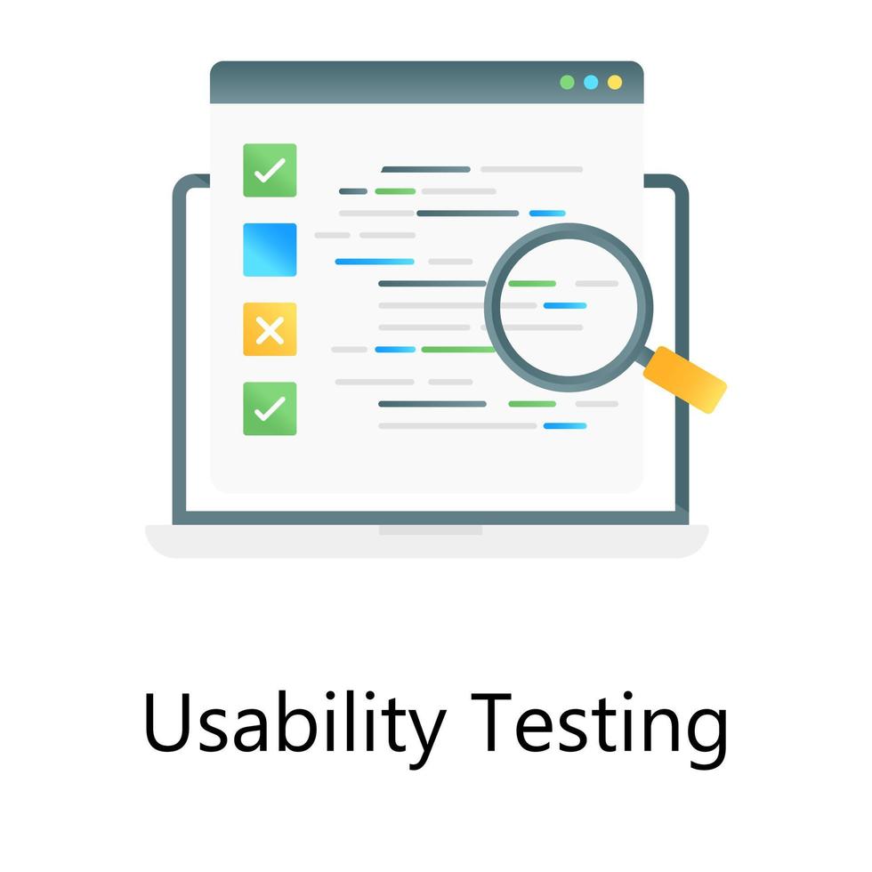 användbarhetstestkoncept i gradientstil, innehållssökning vektor