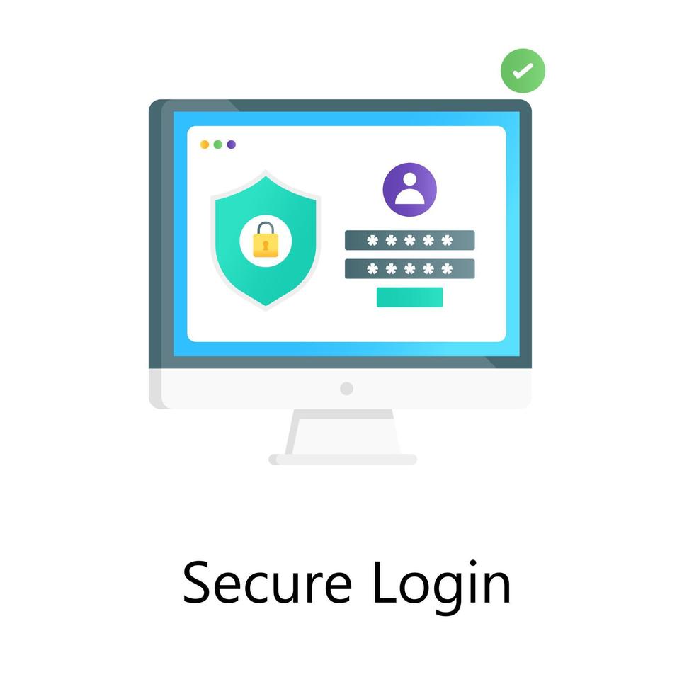 sicherer Login-Gradientenvektor, Webseite mit Sicherheitsschild vektor