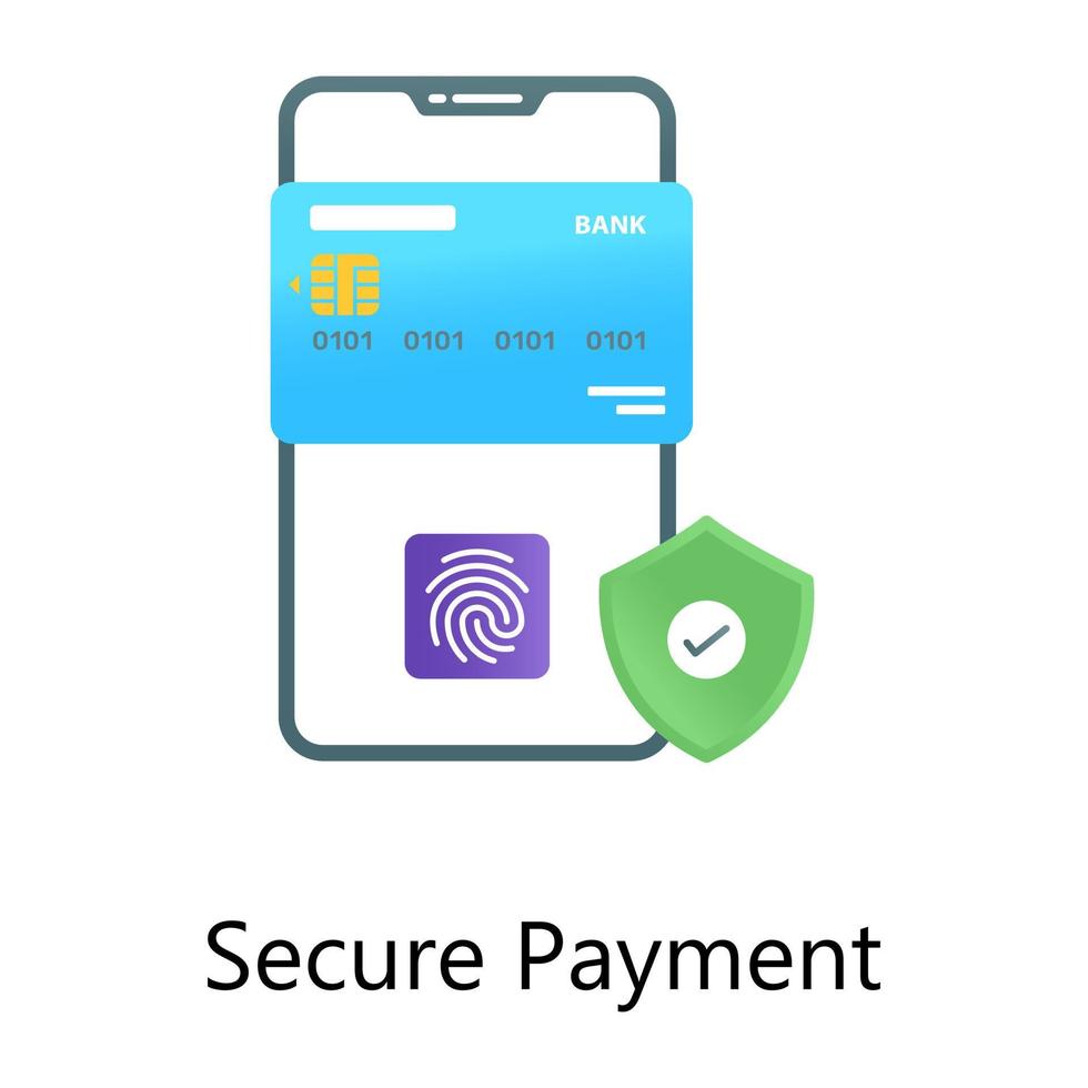 mobilbank med biometriskt skydd, gradientvektor för säker betalning vektor