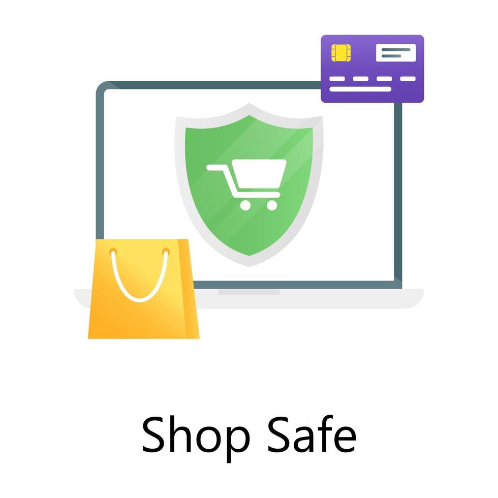 säker e-handel, gradientvektor av butiksskåp vektor