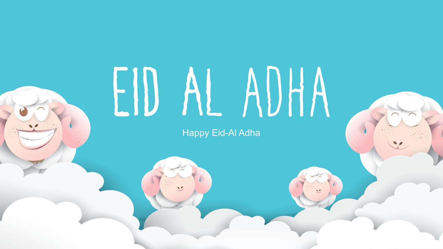 muslimischer feiertag eid al-adha. das Opfer ein Widderschaf. handgeschriebener schriftzugentwurf des schönen textes für für grafisches plakat, grußkarte etc. grußvektorillustration vektor