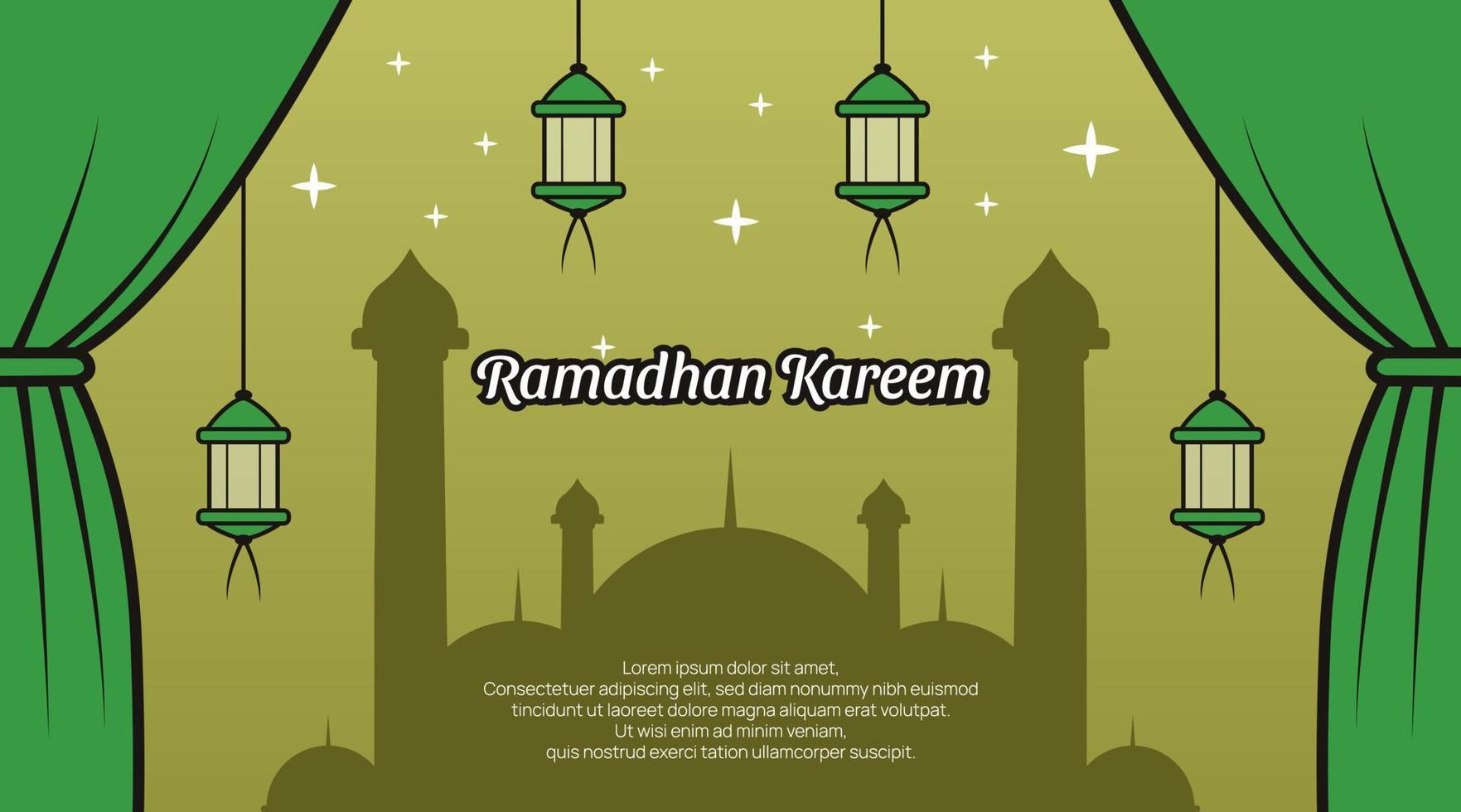 ramadan banner vektor, tecknad stil 02 vektor