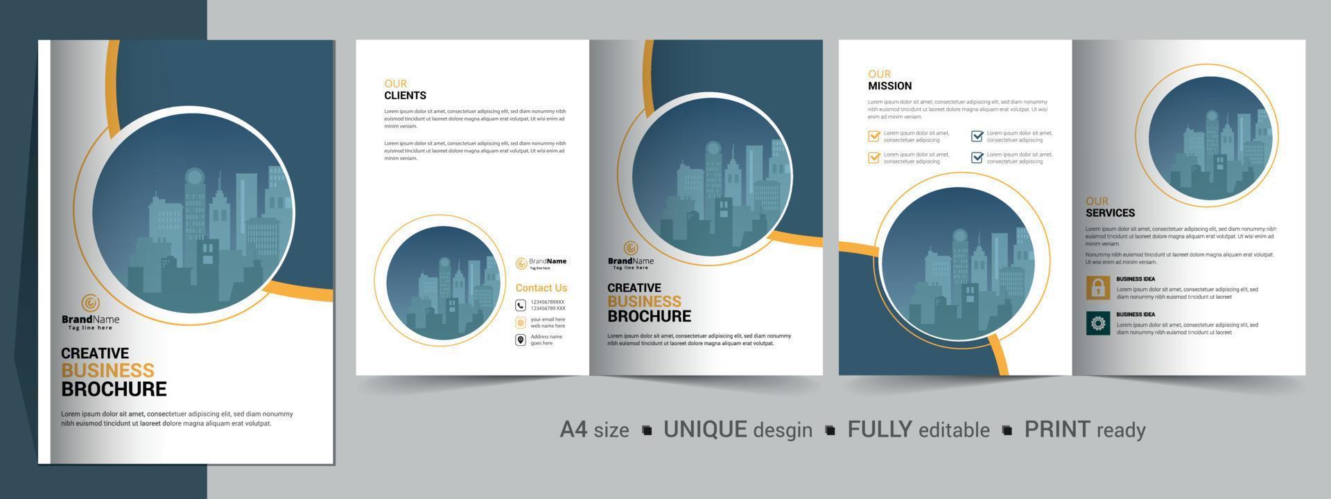 kreativa bifold broschyr designmall. multifunktionsmall, inkludera omslag och insida. vektor