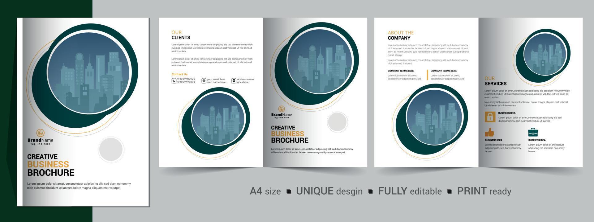 kreativa bifold broschyr designmall. multifunktionsmall, inkludera omslag och insida. vektor