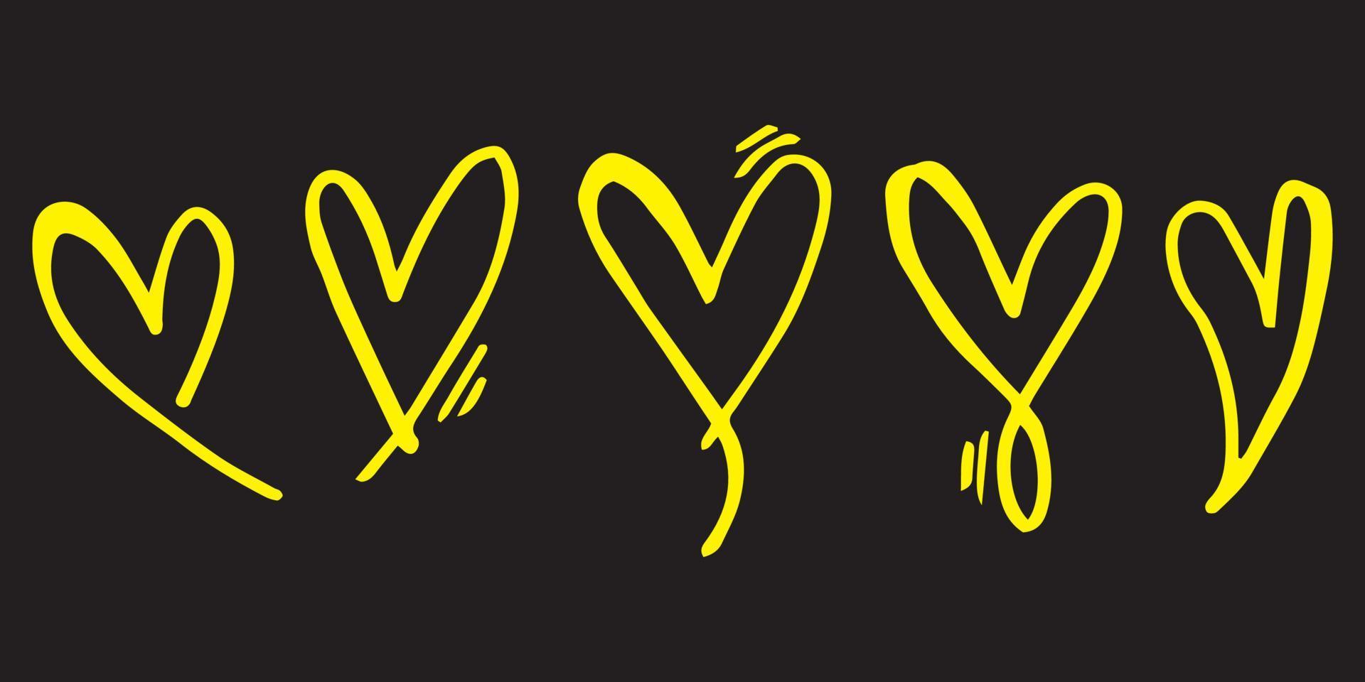 doodle hjärtan, en samling av färgade, handritade kärlekshjärtan. vektor illustration.