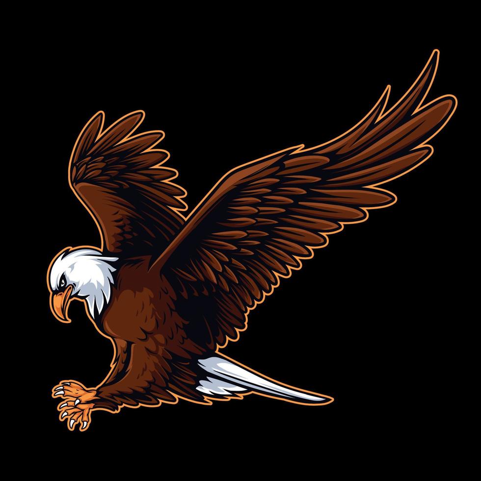 vektor illustration av attackerande bald eagle. havsörn på jakt efter byte
