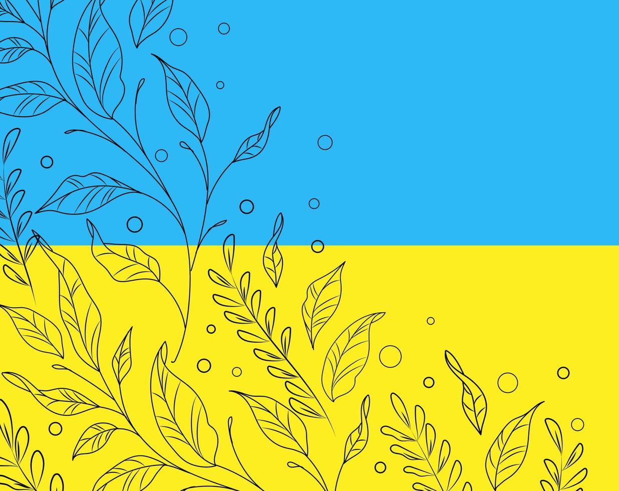 ukrainska flaggan med botaniska vektor