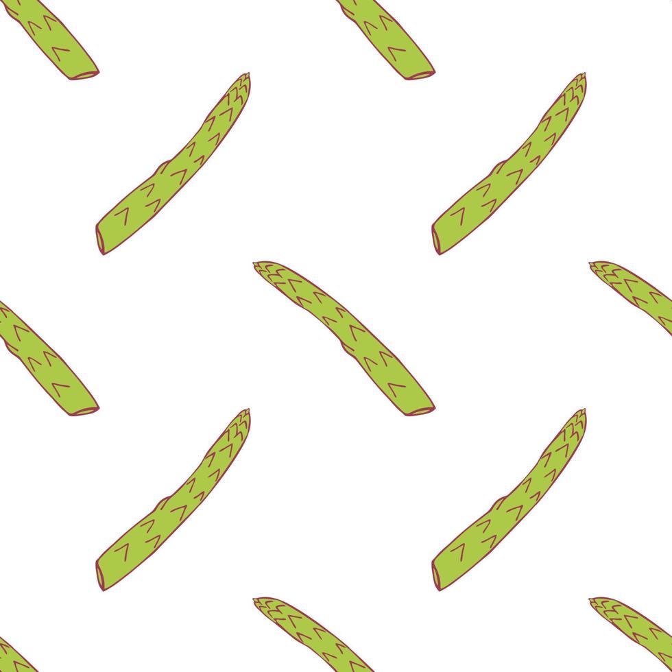 Spargel Musterdesign für Tapetendesign. frisches reifes Farbfutter. organisches gesundes gemüse. rohes, veganes, vegetarisches Essen. karikaturmuster auf weißem hintergrund. Vektor-Doodle-Design. vektor