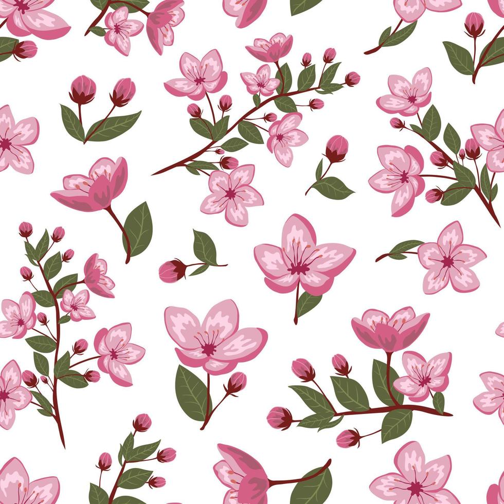 söta våren cherry blossom vektor seamless mönster