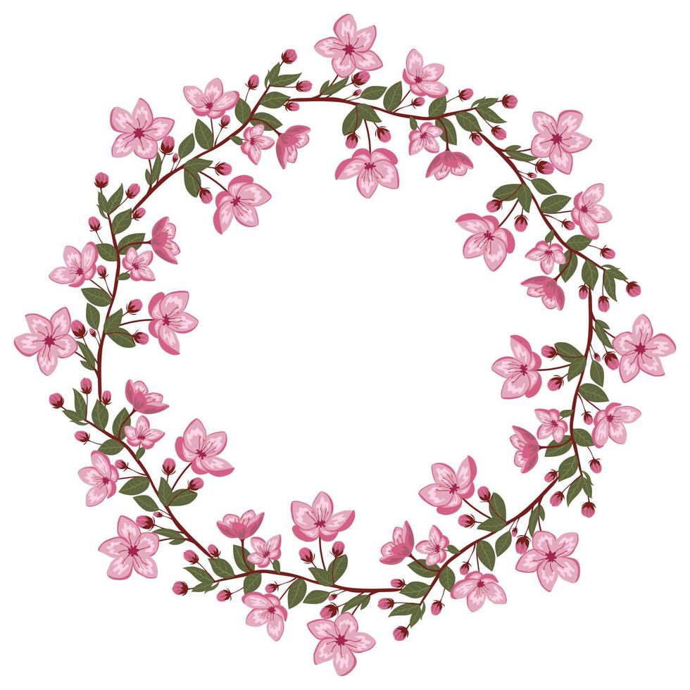 söta våren körsbärsblommor vektor ram illustration